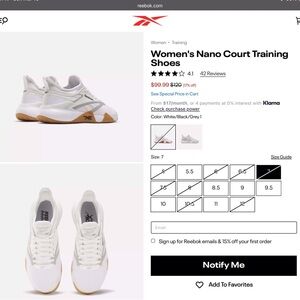 Reebok Women's Nano Court Shoes - White and Gray